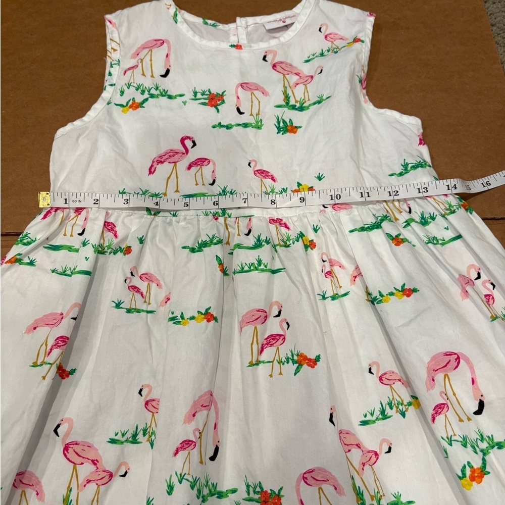 Smiling Button Flamingo Print Girls Dress Size 10 EUC Cotton Made in the USA - Picture 15 of 16